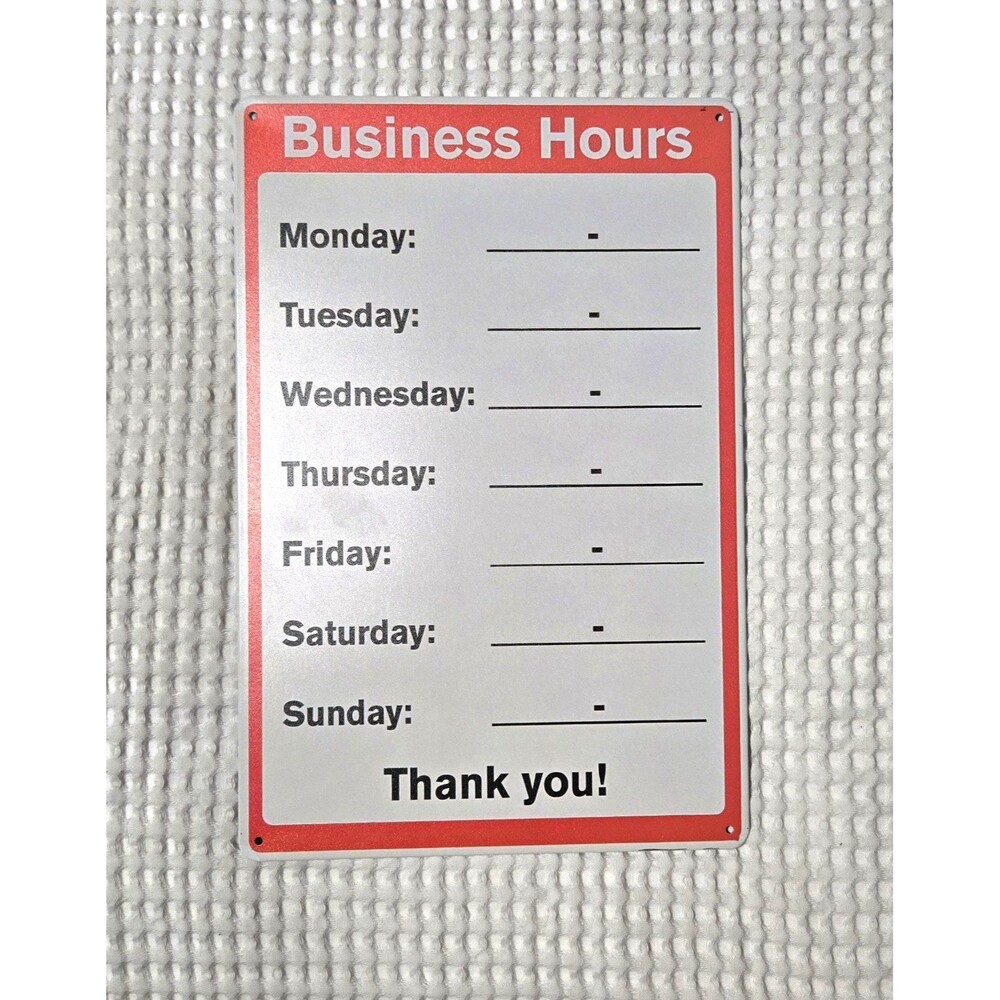 Aluminum Business Hours Sign